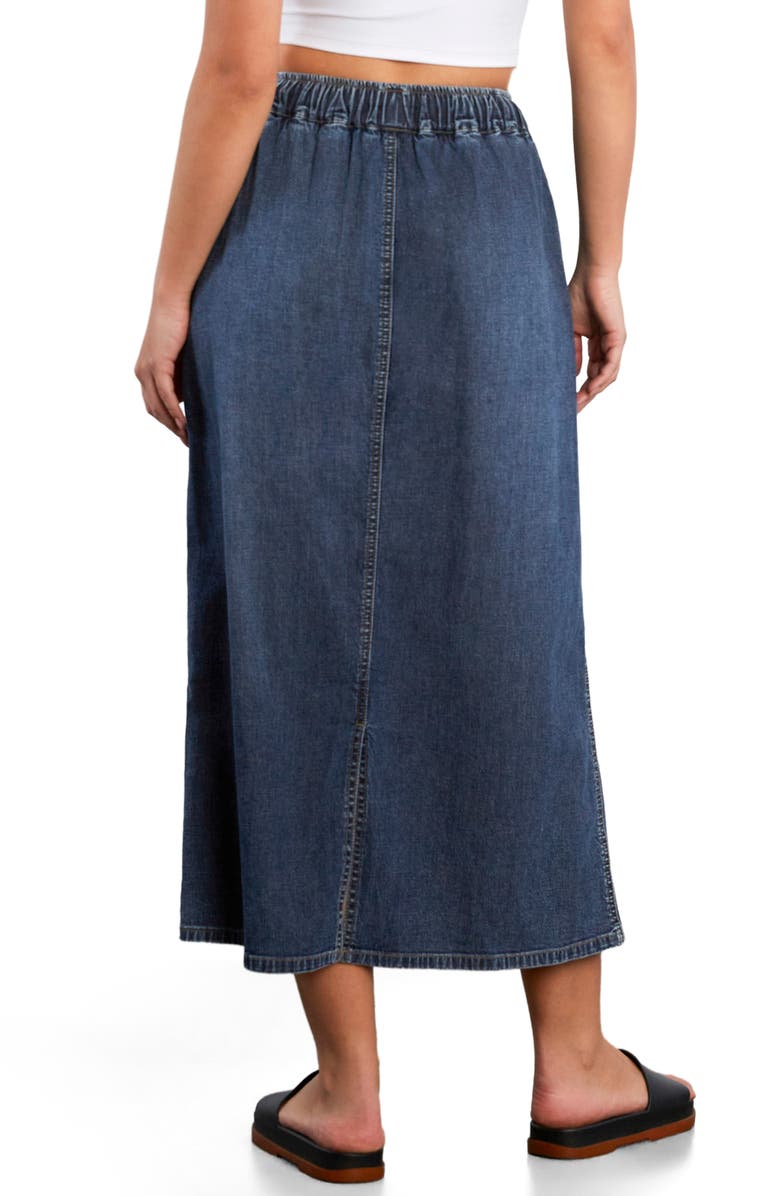 HINT OF BLU Effortless Denim Drawstring Maxi Skirt, Alternate, color, Petal Denim