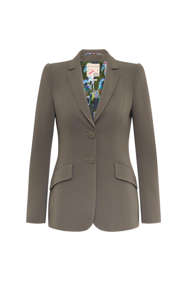 Classic Blazer With Sharp Shoulders in graphic zebra print, Main, color, Khaki