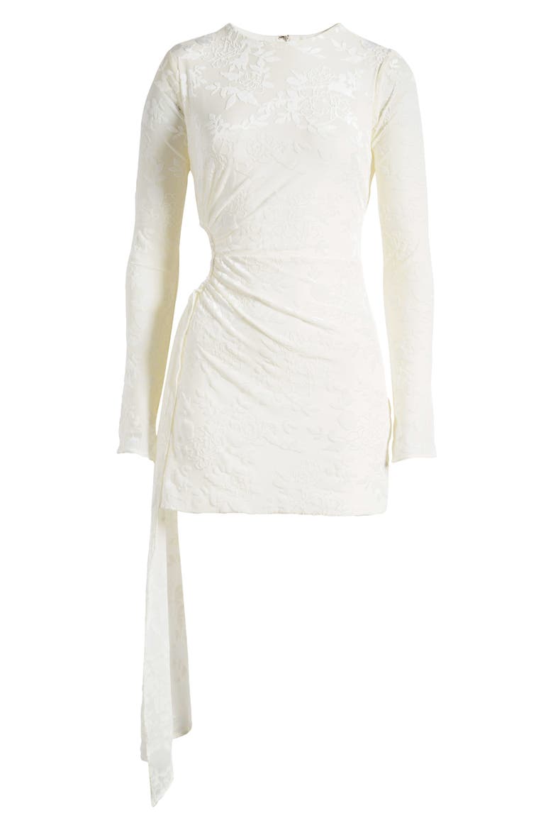 Devore Lace Cutout Long Sleeve Minidress, Alternate, color, WHITE