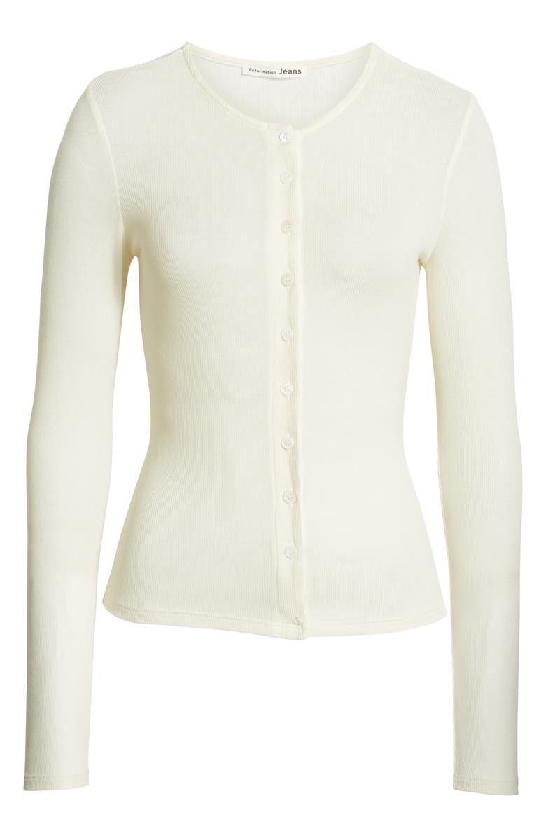 Reformation Roseline Front Button Top, Alternate, color, Ivory