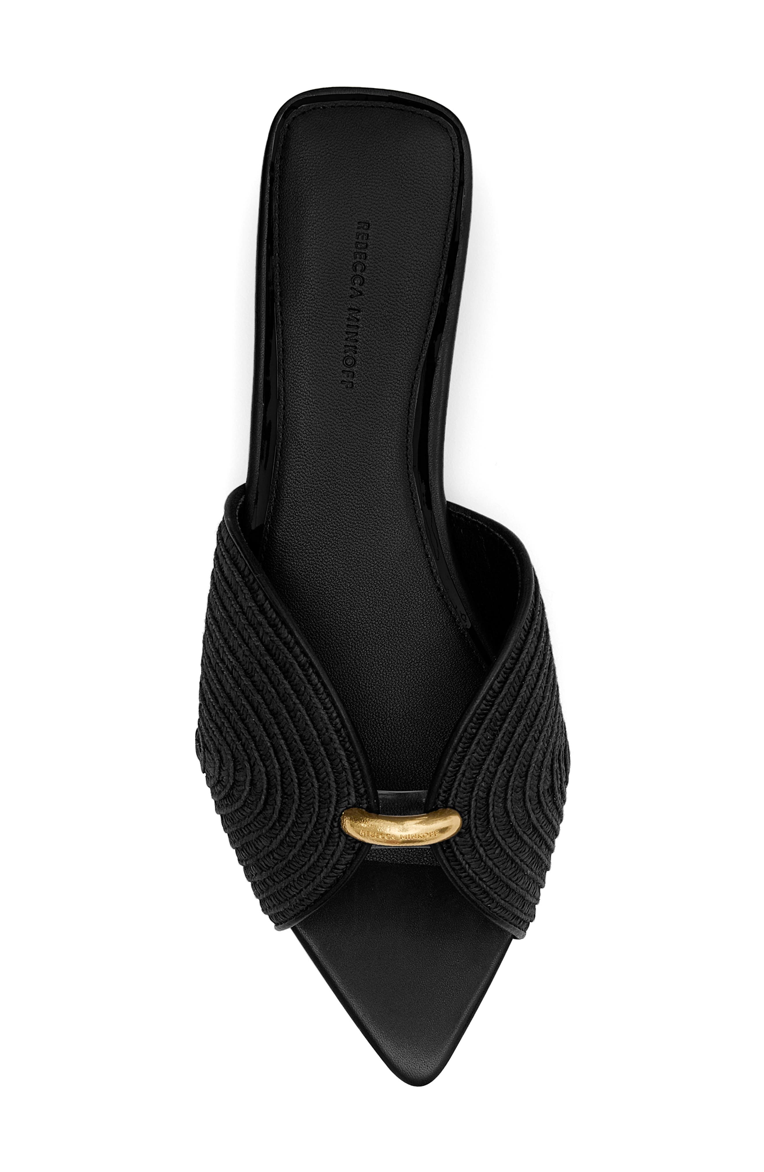 Rebecca Minkoff Paris Pointed Toe Slide Sandal, Alternate, color, Black