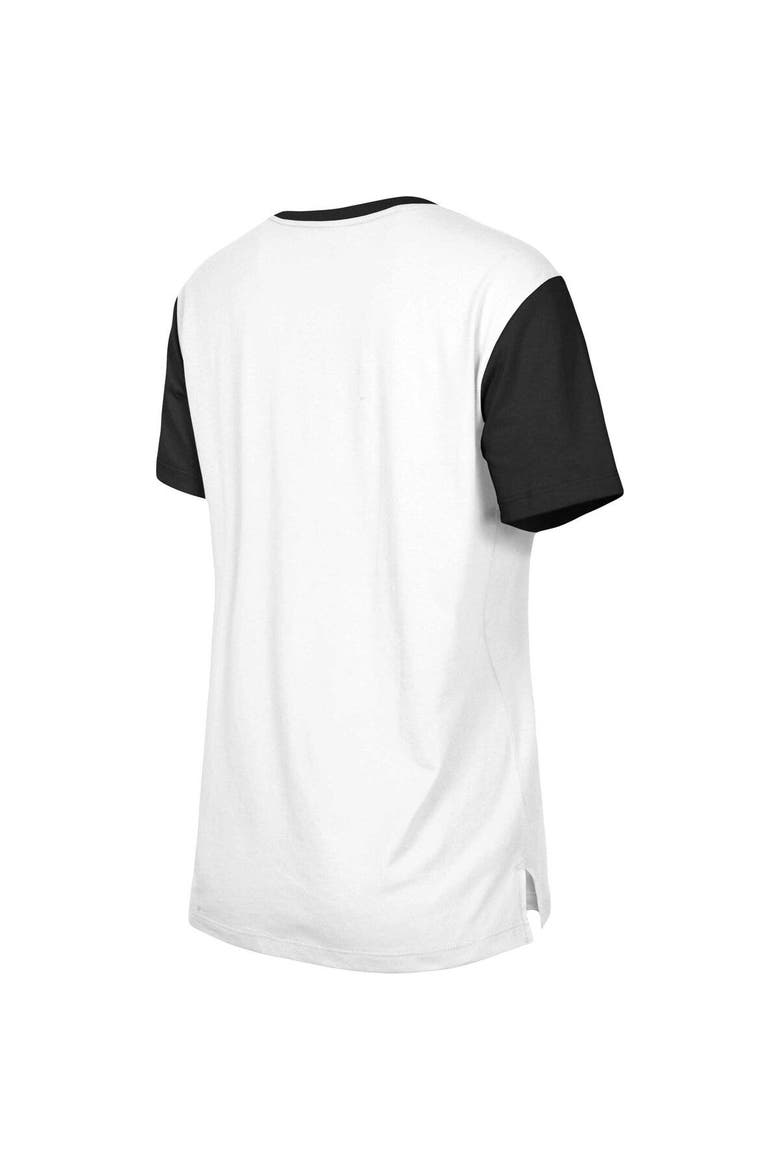 Women's New Era  White/Black Las Vegas Raiders Third Down Colorblock T-Shirt, Alternate, color, White