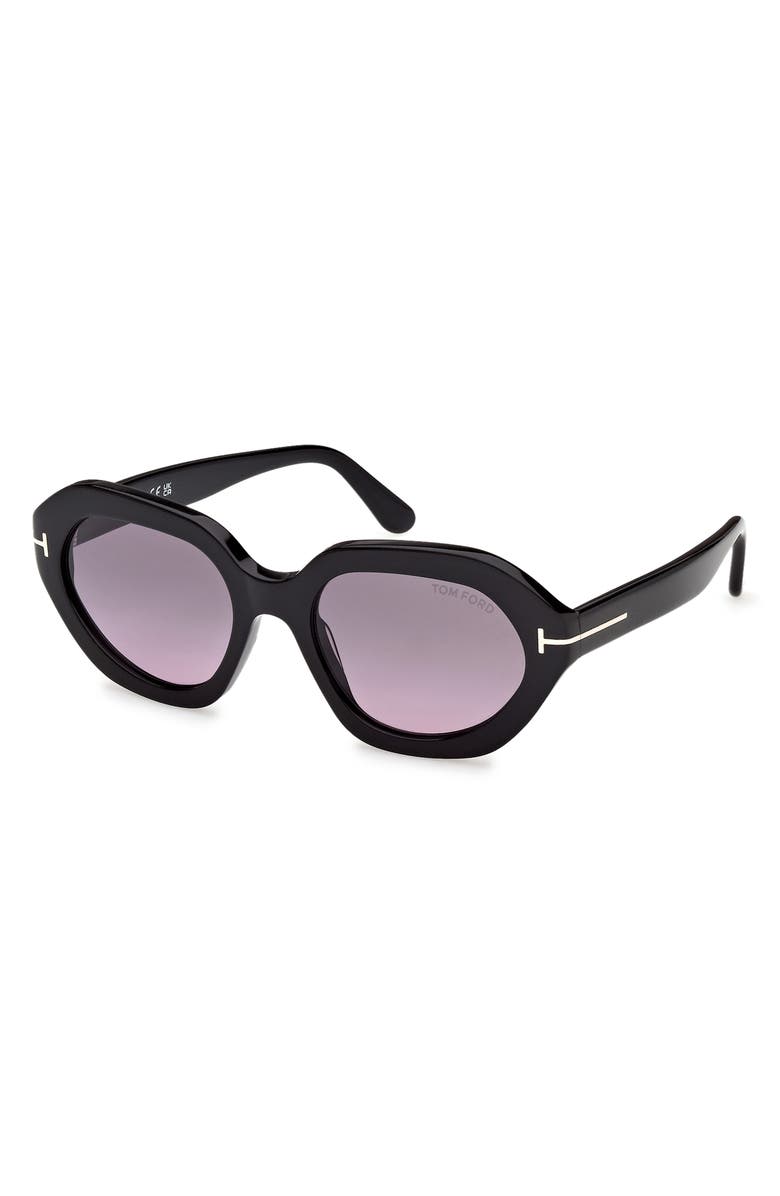 TOM FORD Meryl 53mm Gradient Geometric Sunglasses, Alternate, color, Shiny Black / Smoke Purple