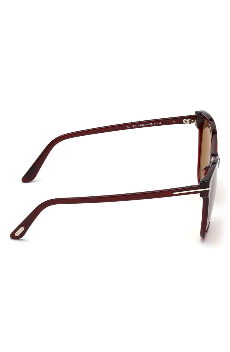 TOM FORD 58mm Cat Eye Sunglasses, Alternate, color, Red/ Other / Brown