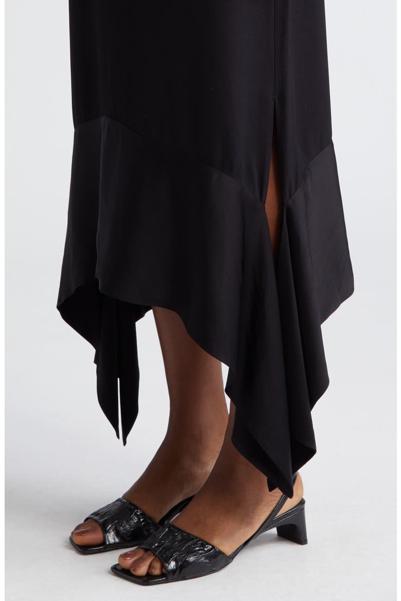 Satin Sash Crepe Skirt, Alternate, color, BLACK