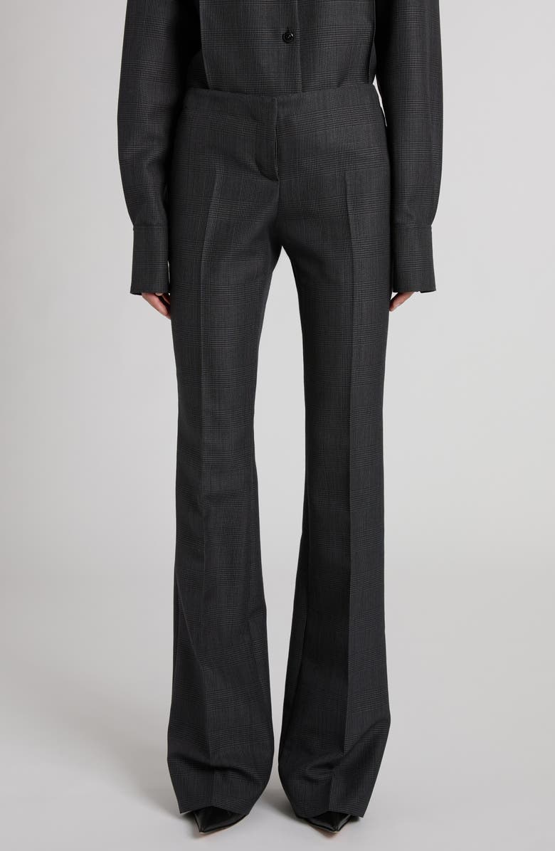 McQueen Prince of Wales Wool & Mohair Bootcut Trousers, Main, color,