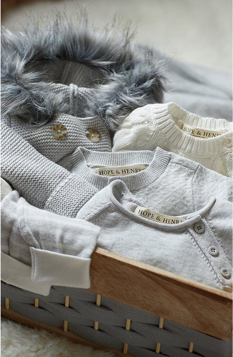 Hope & Henry Baby Jacquard Romper, Alternate, color, Grey