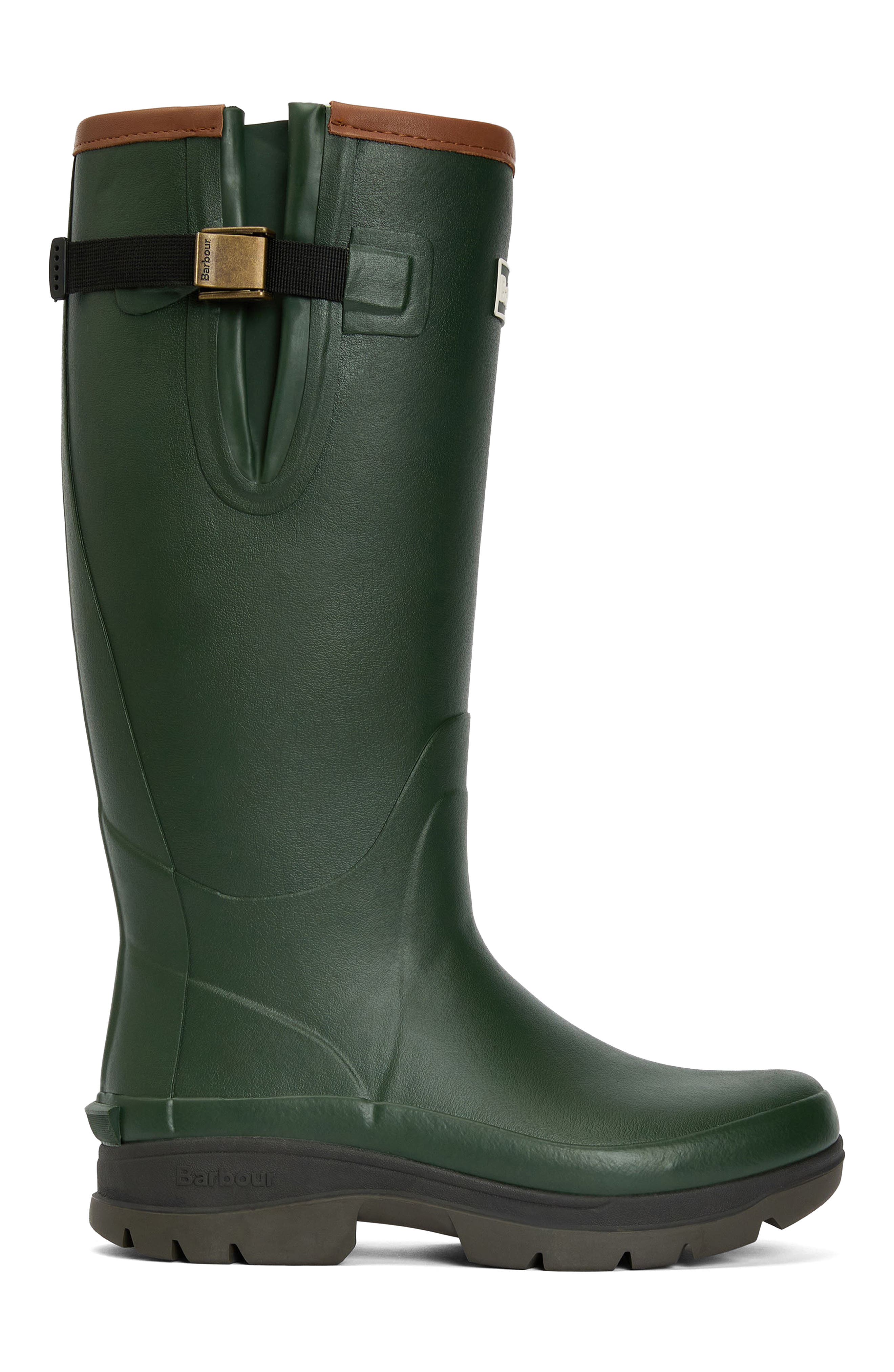 Barbour Tempest Waterproof Knee High Welly Boot, Alternate, color, Olive