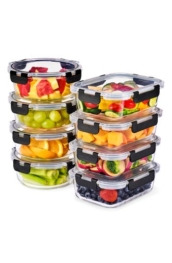 Sorbus Set Of 8 Glass Meal Prep Containers With Airtight Lids In Multi