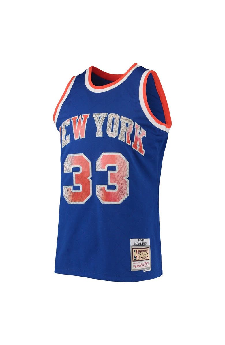 Mitchell & Ness Men's Mitchell & Ness Patrick Ewing Blue New York Knicks 1991/92 Hardwood Classics NBA 75th Anniversary Diamond Swingman Jersey, Alternate, color,