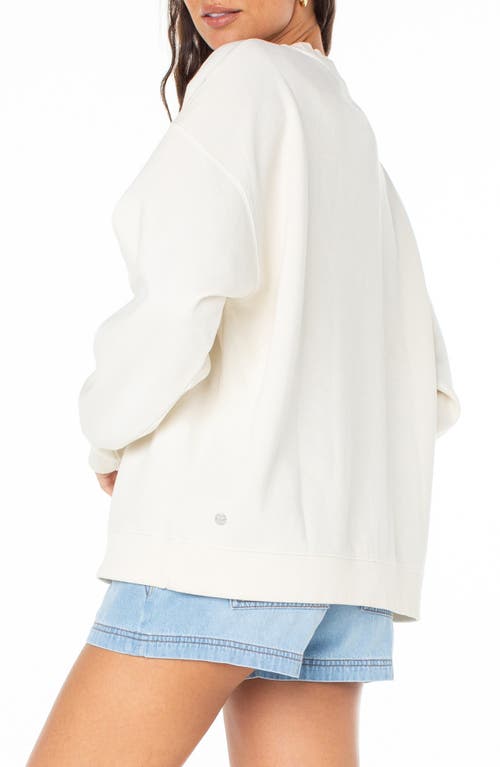 Roxy Line-up Heart Oversize Graphic Sweatshirt In White