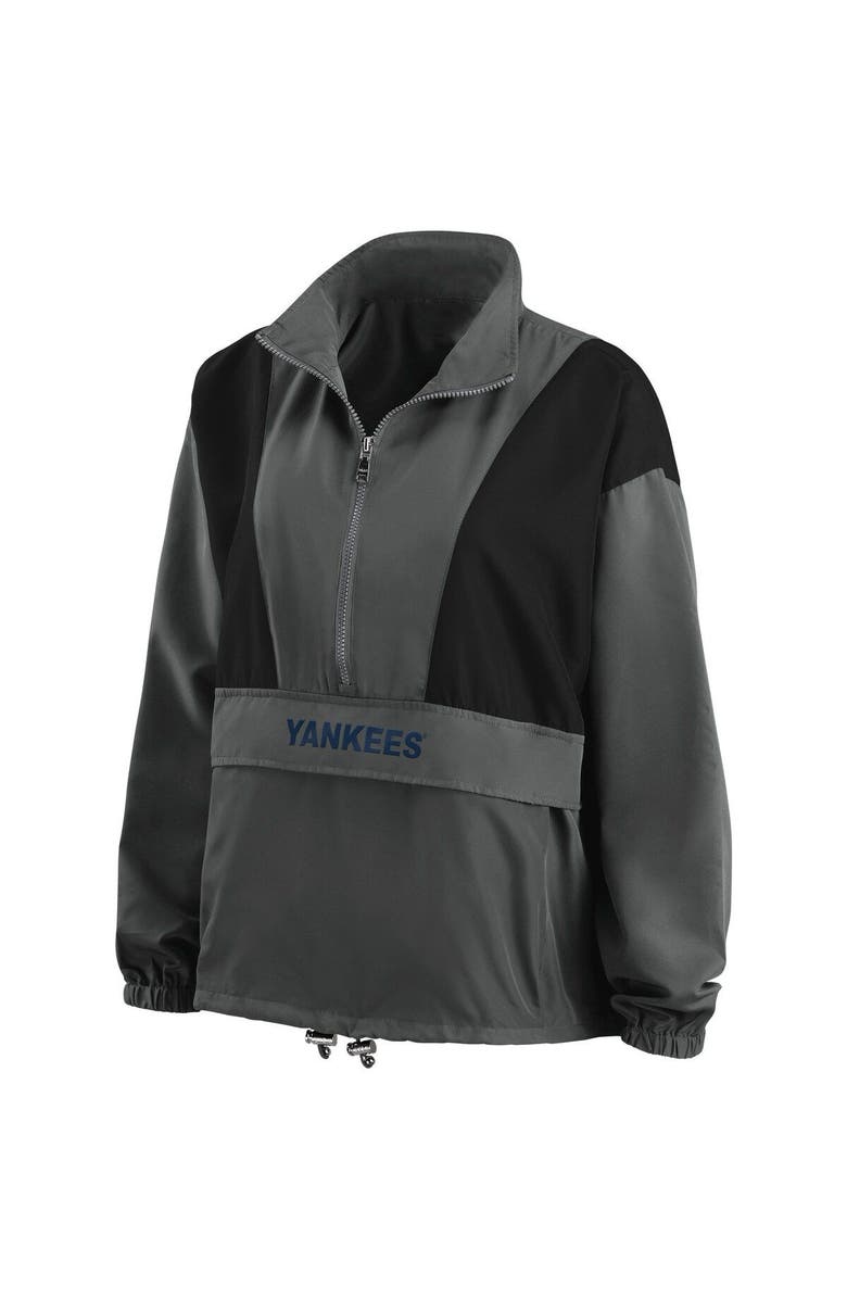 WEAR by Erin Andrews Women's WEAR by Erin Andrews Charcoal New York Yankees Packable Half-Zip Jacket, Alternate, color, Charcoal