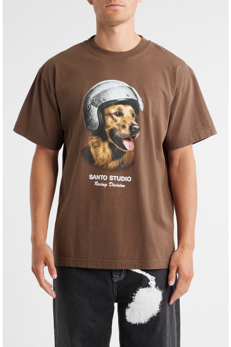 Retriever Racing Graphic T-Shirt, Main, color, HOLY BROWN