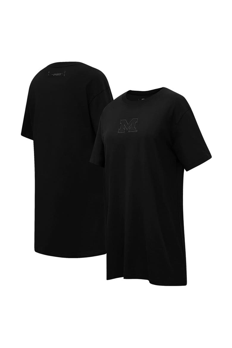 Women's Pro Standard Black Michigan Wolverines Tonal Neutral Mini T-Shirt Dress, Alternate, color, Black