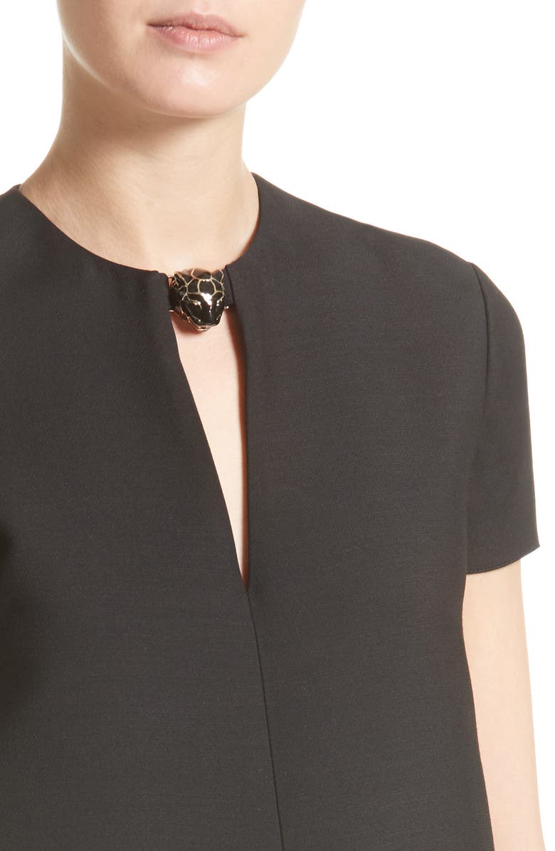 Valentino Wool & Silk Crepe Shift Dress, Alternate, color, 