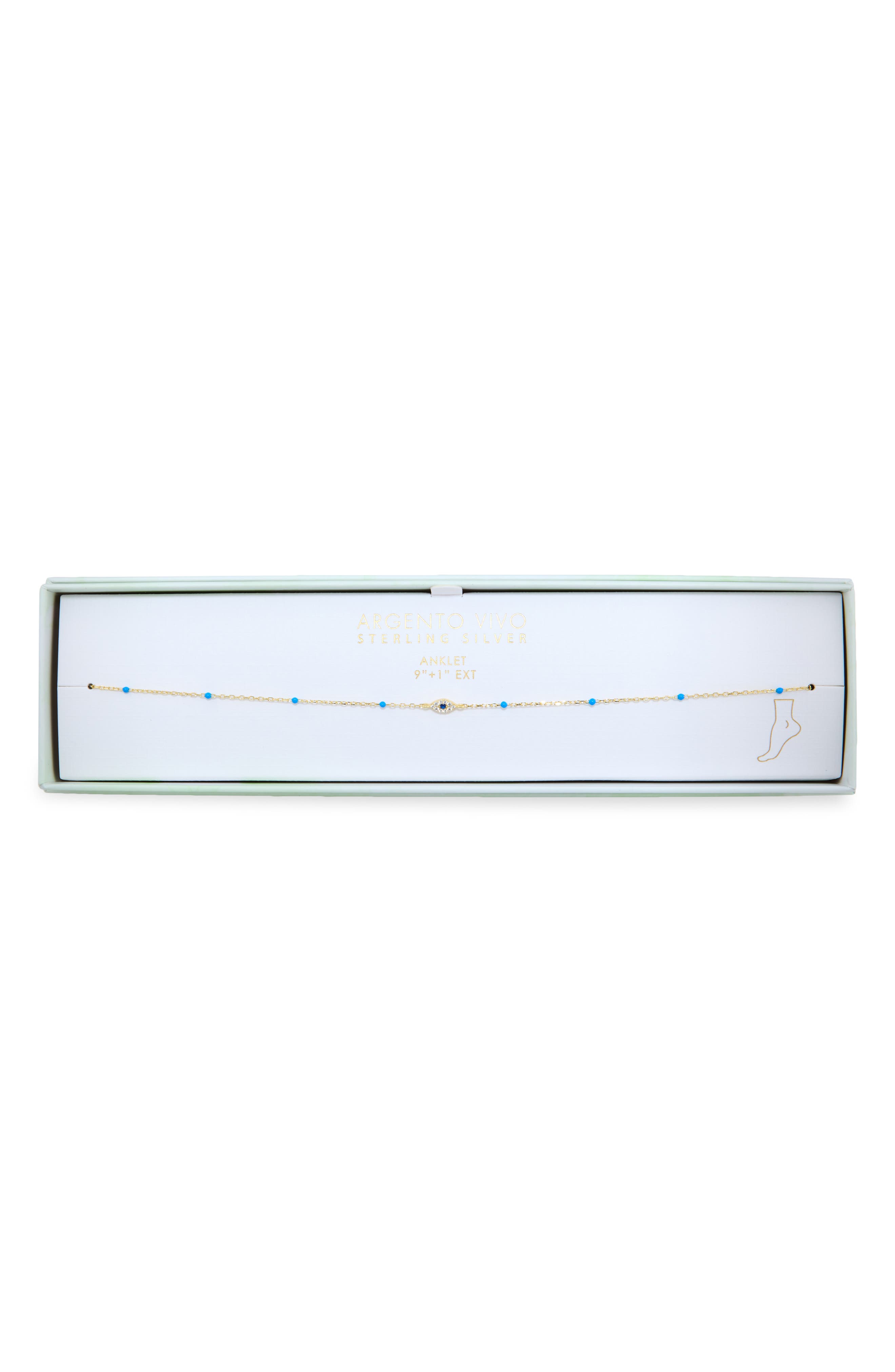 ARGENTO VIVO Turquoise Evil Eye Anklet