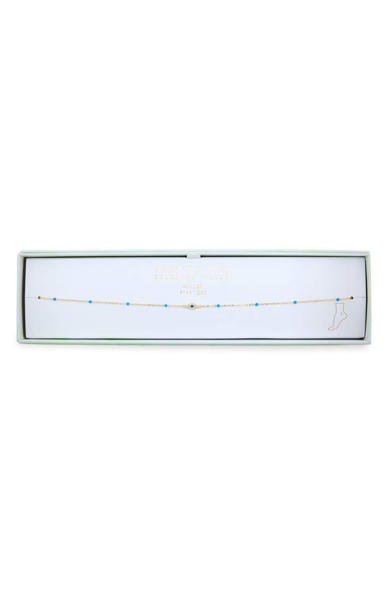 ARGENTO VIVO Turquoise Evil Eye Anklet, Main, color, Gold