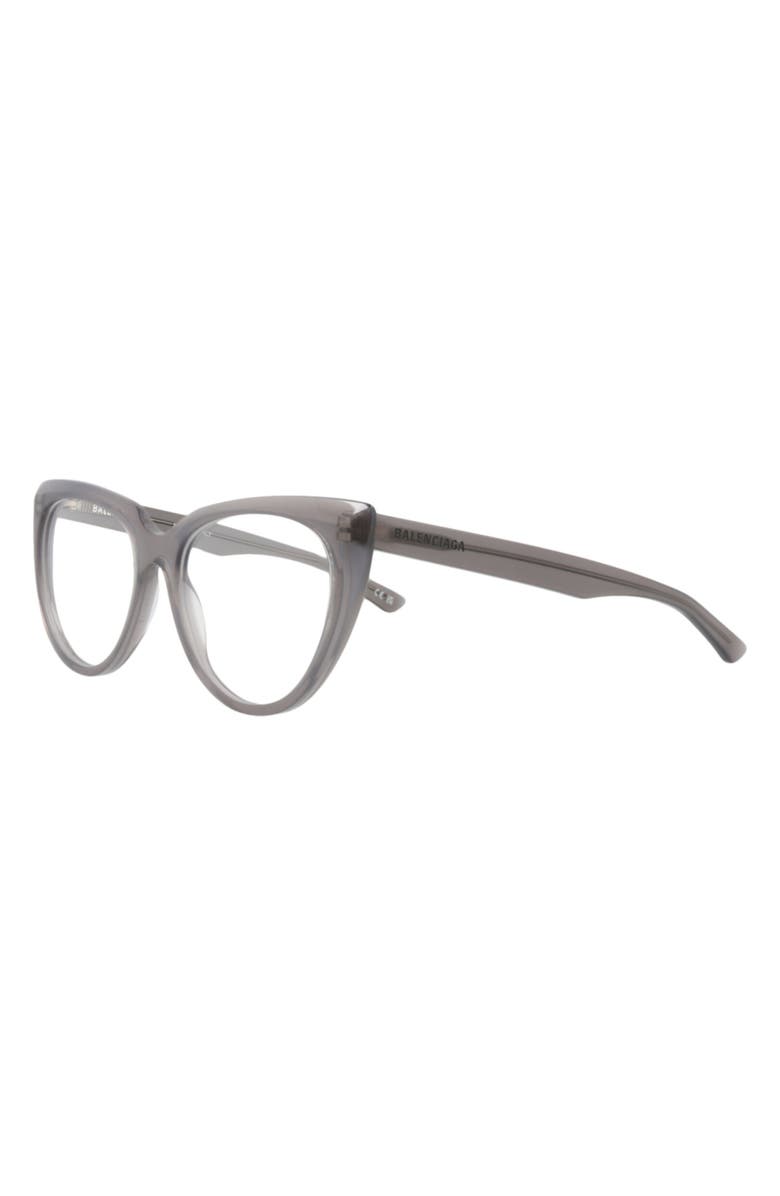 Balenciaga 53mm Cat Eye Optical Glasses, Alternate, color, Grey Grey Transparent