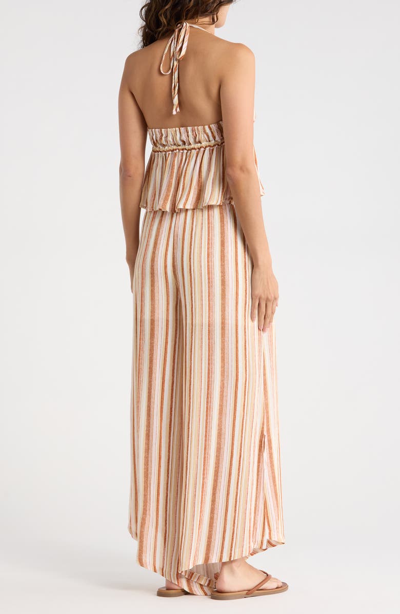 Madden Girl Stripe Halter Neck Crop Top & Pants Set, Alternate, color, Rust Multi