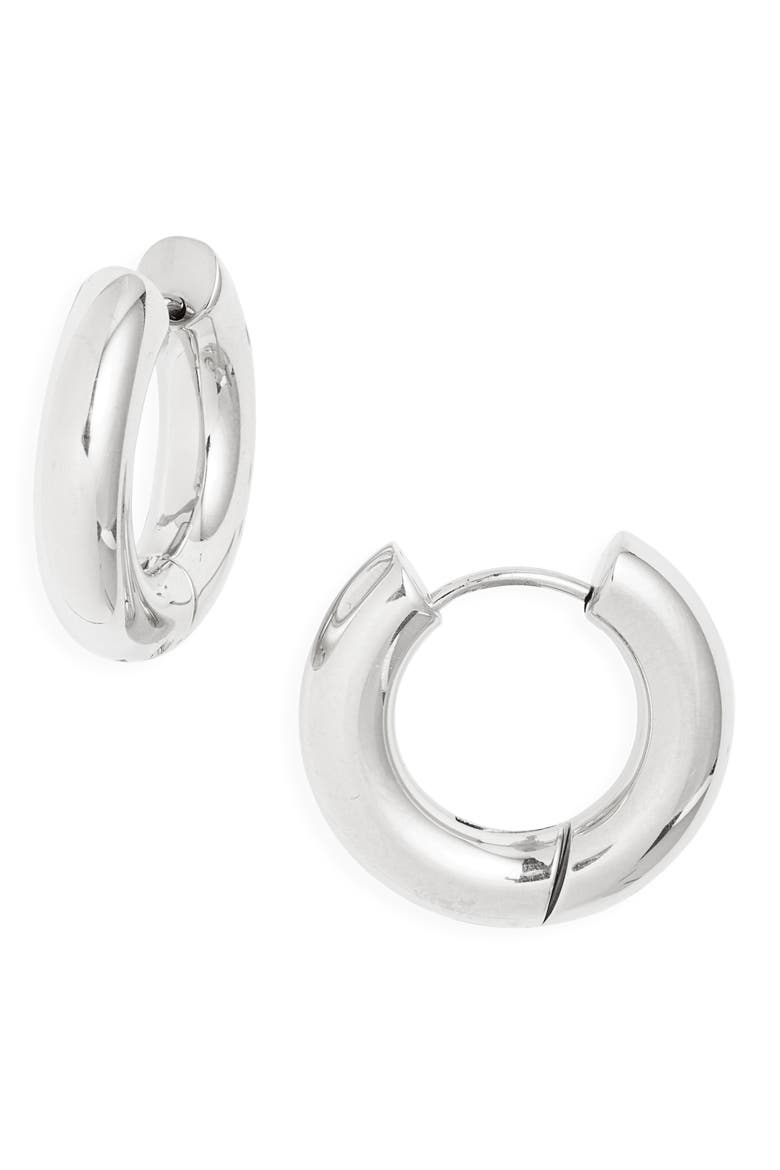 Waterproof Chubby Hoop Earrings, Main, color, SILVER