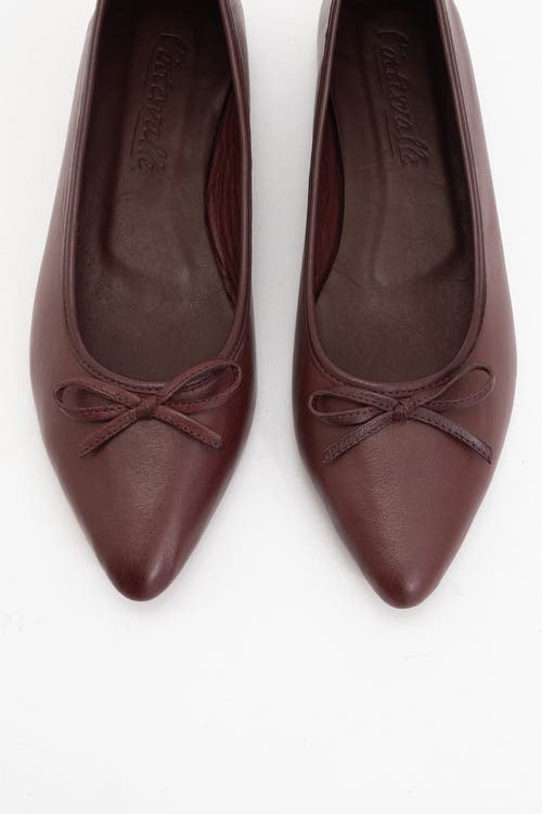 Forever & Always Shoes Ruby Leather Pointed Toe Flats In Burgundy Brown Leather