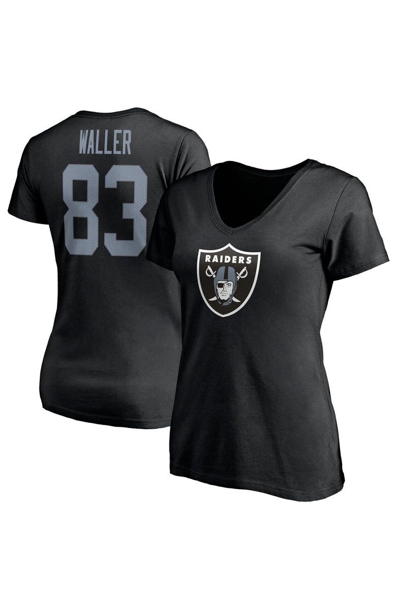 FANATICS Women's Fanatics Branded Darren Waller Black Las Vegas Raiders Player Icon Name & Number V-Neck T-Shirt, Main, color, Black