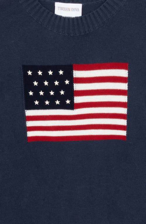 Tween Diva Kids' American Flag Sweater In Blue