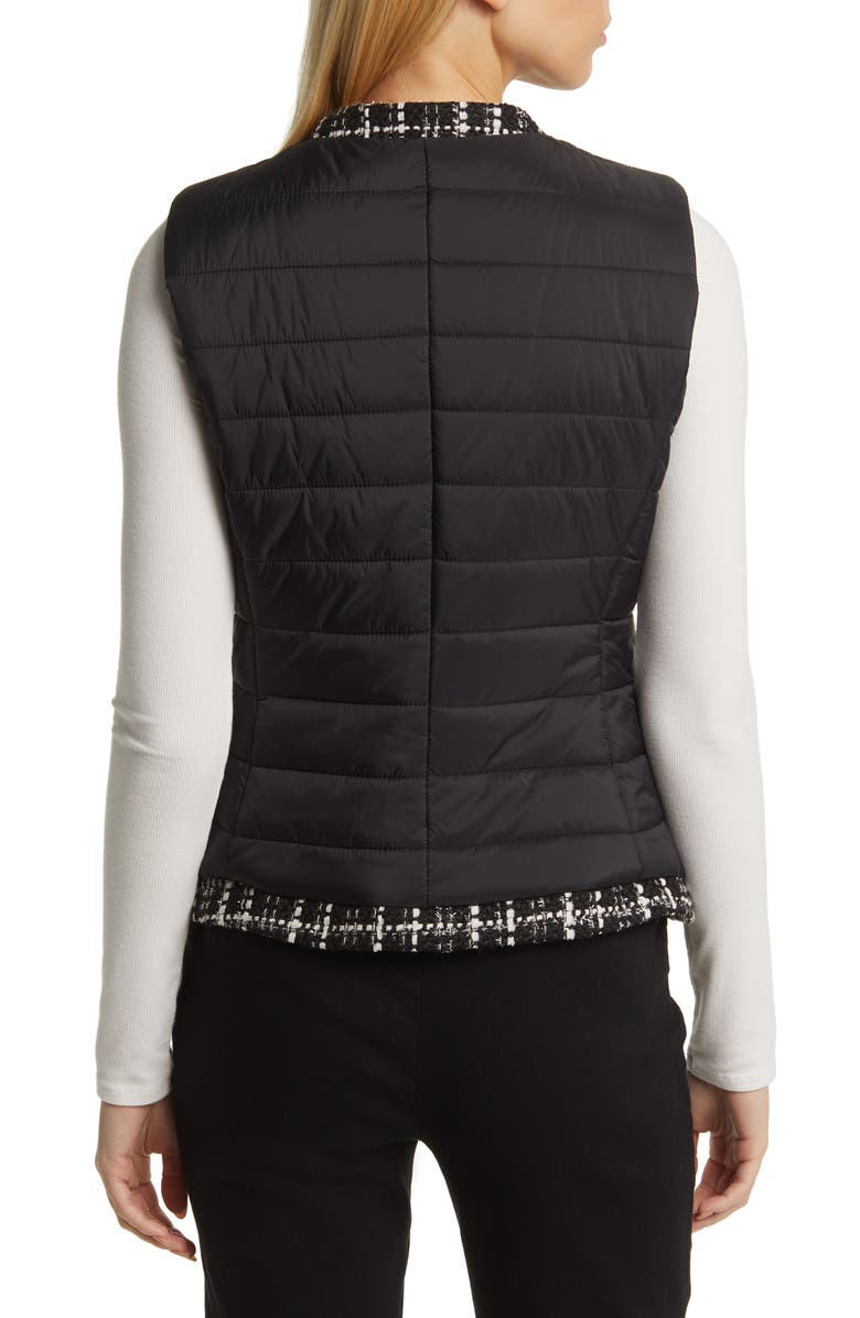 Anne Klein Tweed Trim Quilted Vest, Alternate, color, 