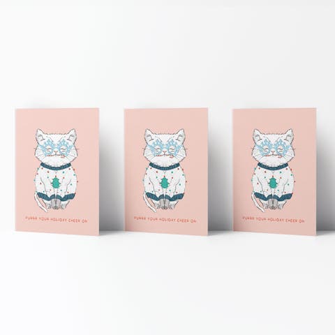 Winter/Holiday Greeting Card Pack Sets (3 ct) A Cat's Holiday