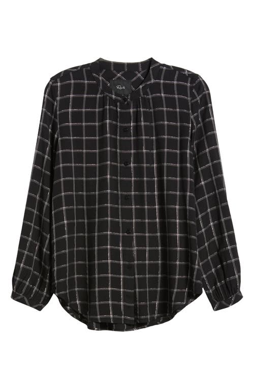 RAILS RAILS ELOISE METALLIC WINDOWPANE BAND COLLAR BUTTON-UP SHIRT