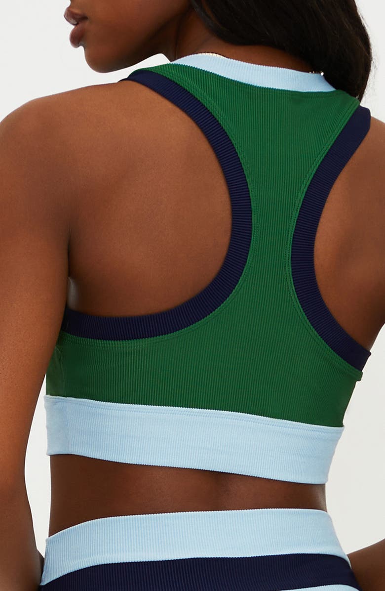 Beach Riot Gwen Rib Colorblock Sports Bra, Alternate, color, Ivy Colorblock