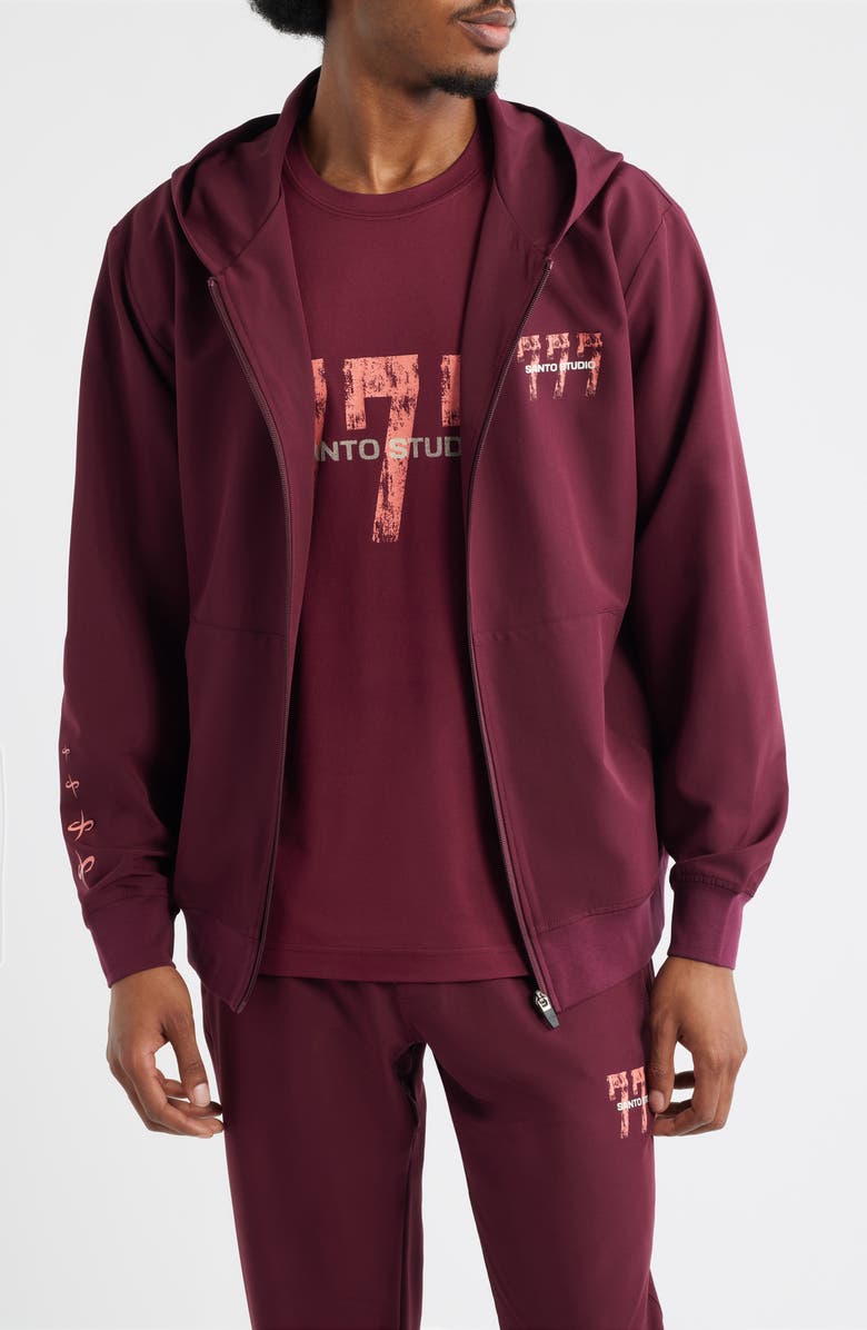 SANTO STUDIO Tempo 777 Zip Front Hoodie, Main, color, Merlot