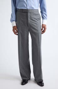 TOM FORD Pinstripe Twill Flannel Wide Leg Pants
