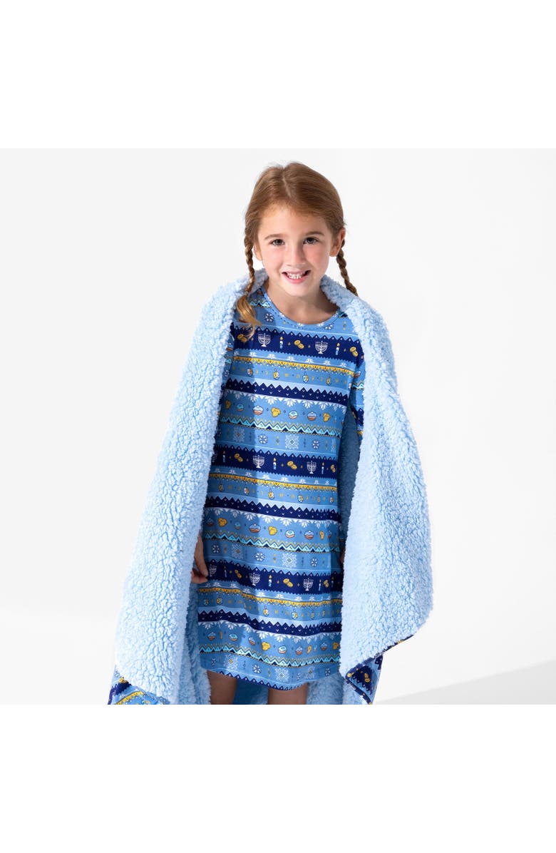 Bellabu Bear Kids' Hanukkah Fair Isle Long Sleeve Dress, Alternate, color, Hanukkah Fair Isle