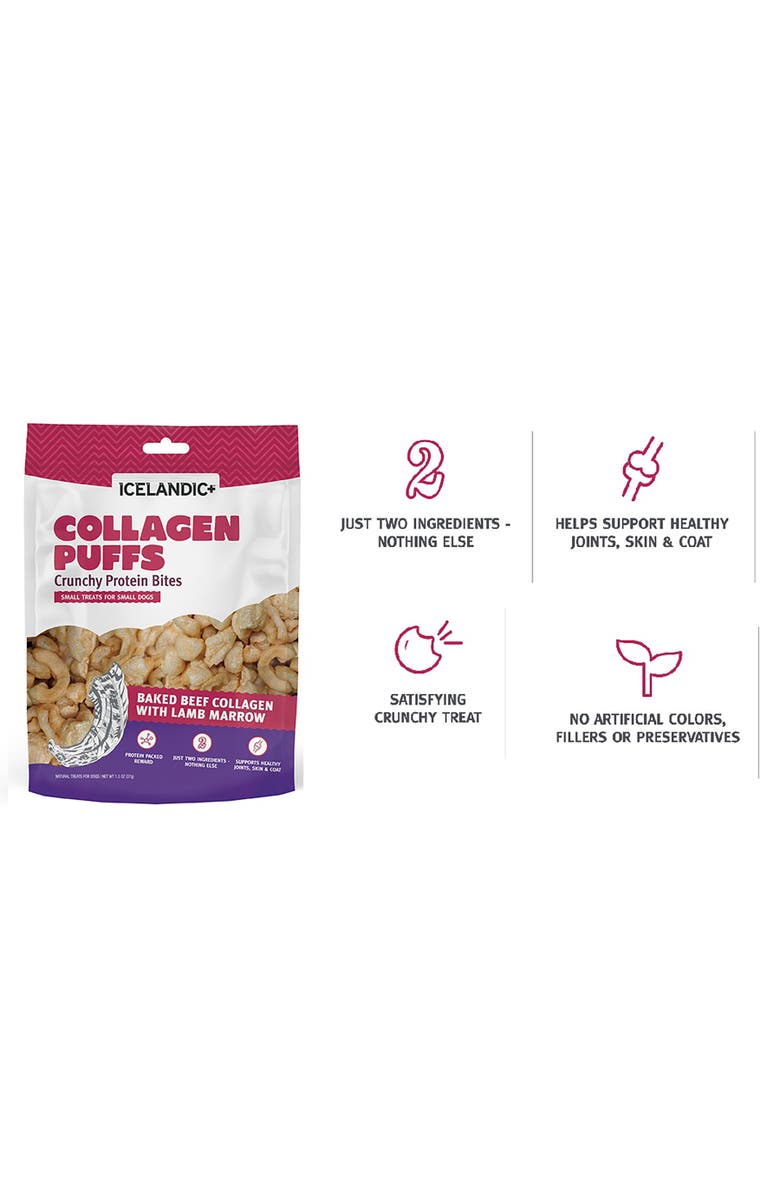 ICELANDIC+ Collagen Puffs Baked Beef Collagen w/ Lamb Marrow 1.3oz Dog Treats, Alternate, color, Multicolored