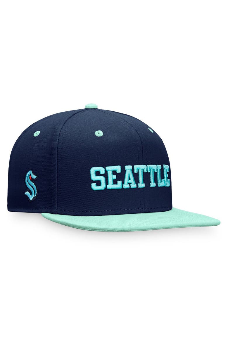 Men's Fanatics Branded Deep Sea Blue/Light Blue Seattle Kraken Heritage City Two-Tone Snapback Hat, Main, color, Blue