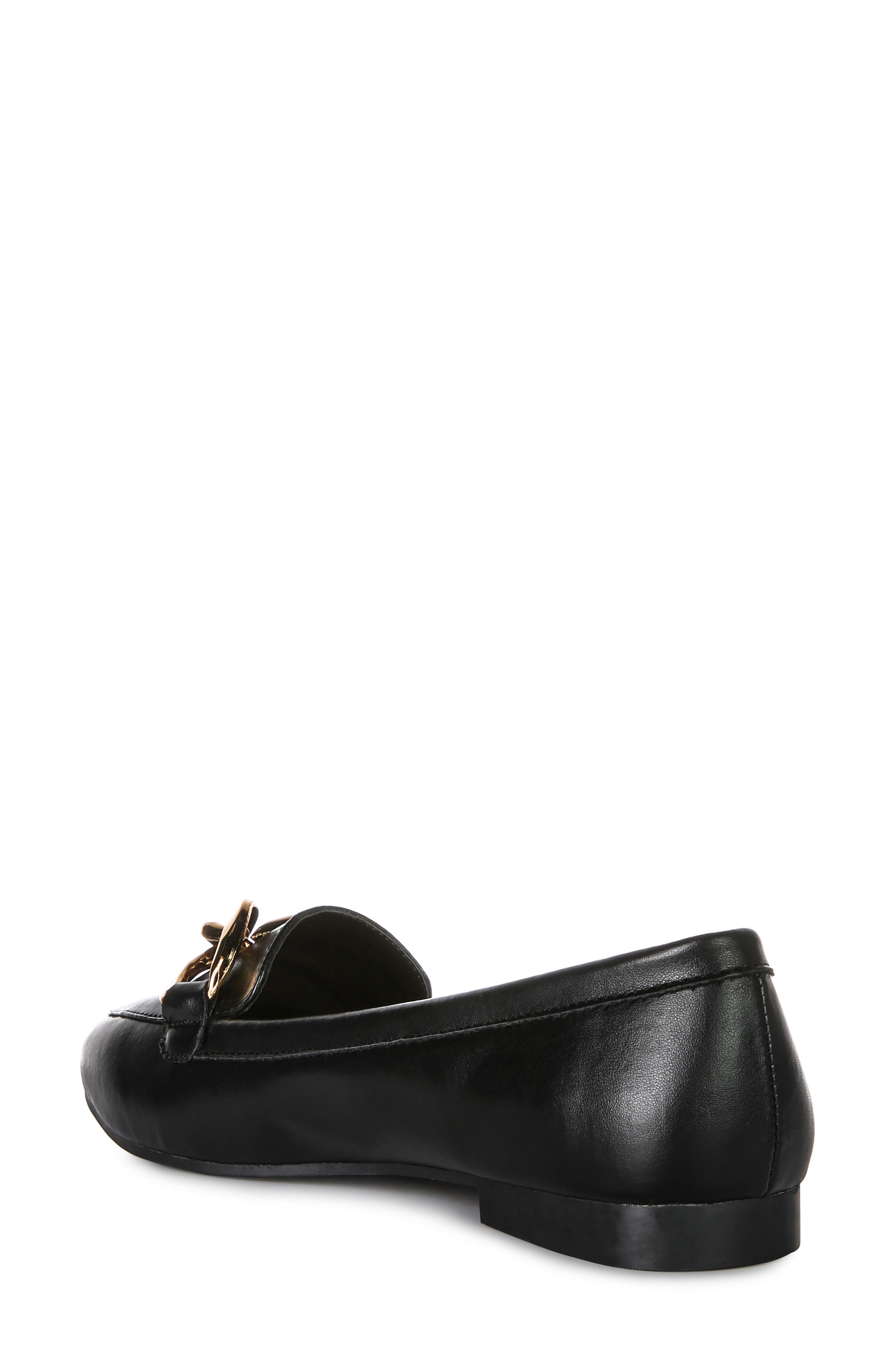 LONDON RAG Chain Detail Faux Leather Loafer, Alternate, color, Black