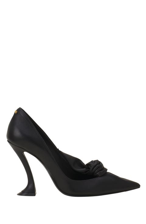 Midnight Step Leather Bow Pump