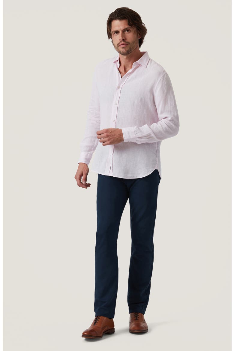 Linen Chambray Button-Up Shirt, Alternate, color, PINK