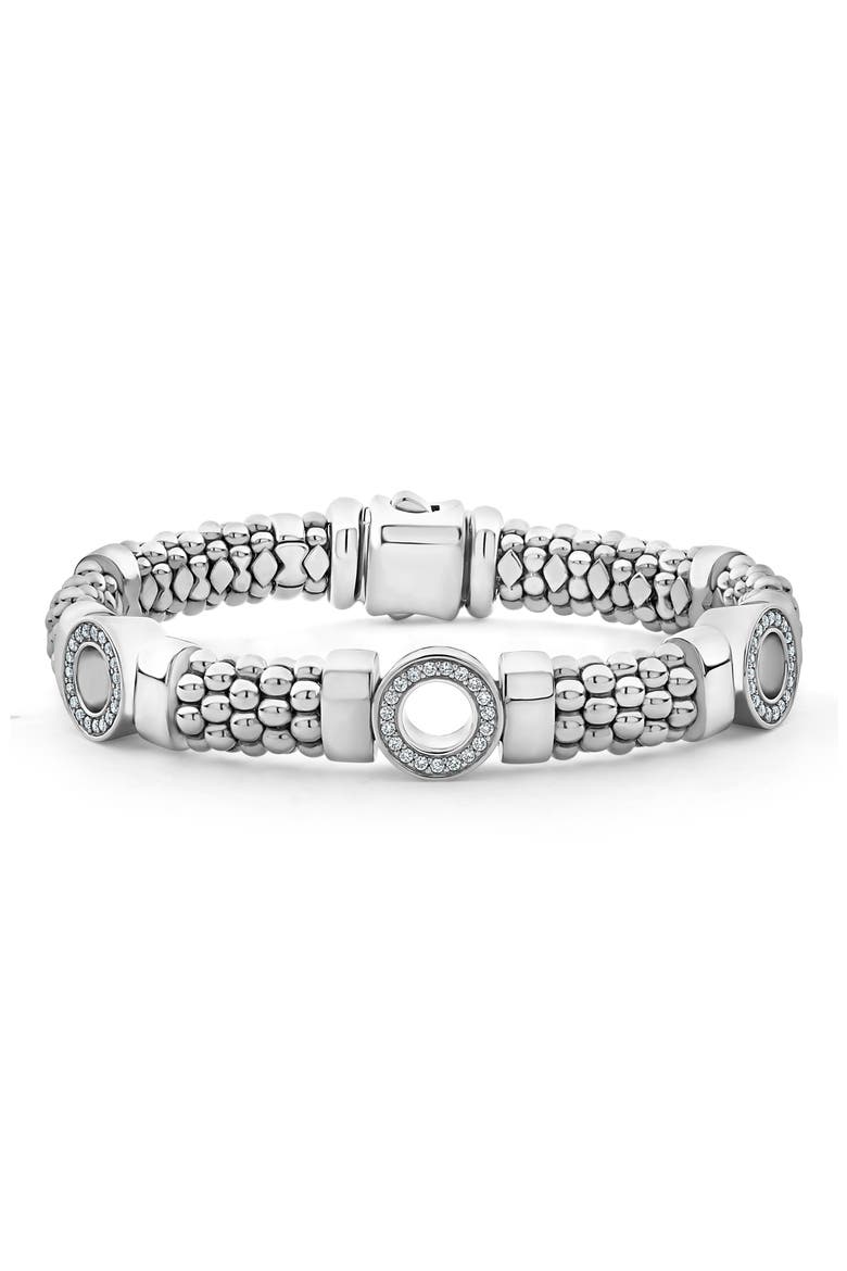 Caviar Spark Diamond Station Rope Bracelet, Main, color, SILVER DIAMOND