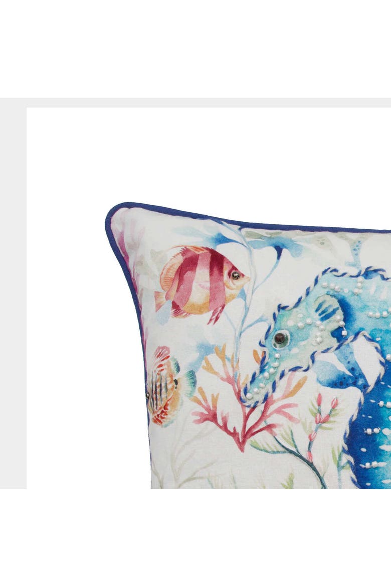 Nautical Seahorse Accent Pillow Decor, Alternate, color, Blue