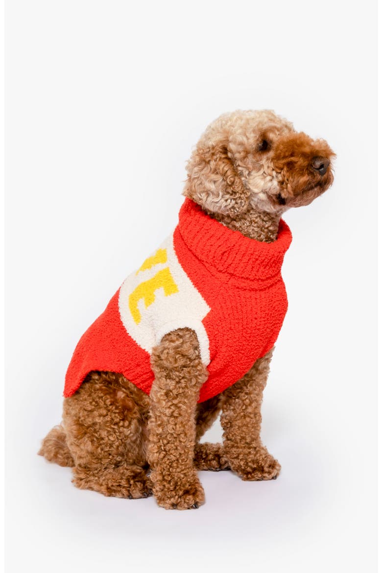Love Turtleneck Pet Sweater, Alternate, color, RED