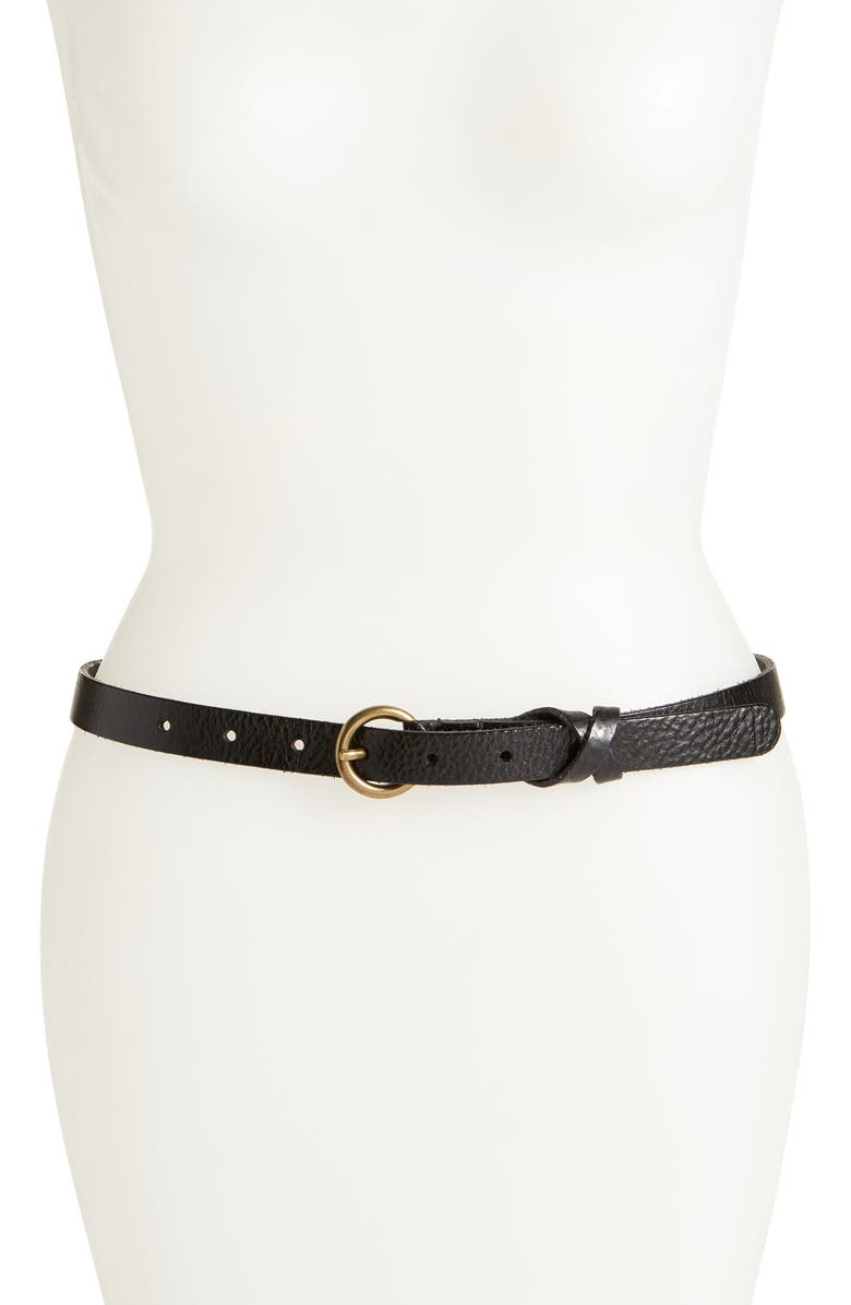 Frye Flat Panel Skinny Leather Belt, Main, color, 
