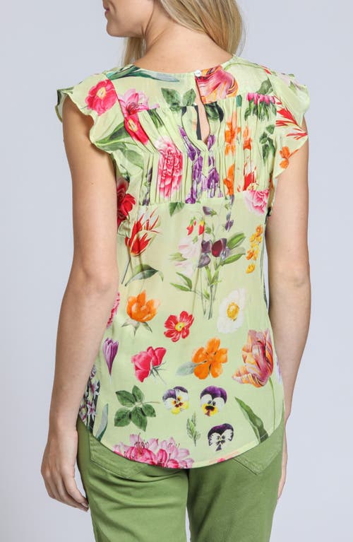Apny Floral Print Flutter Sleeve Top In Yellow Multi