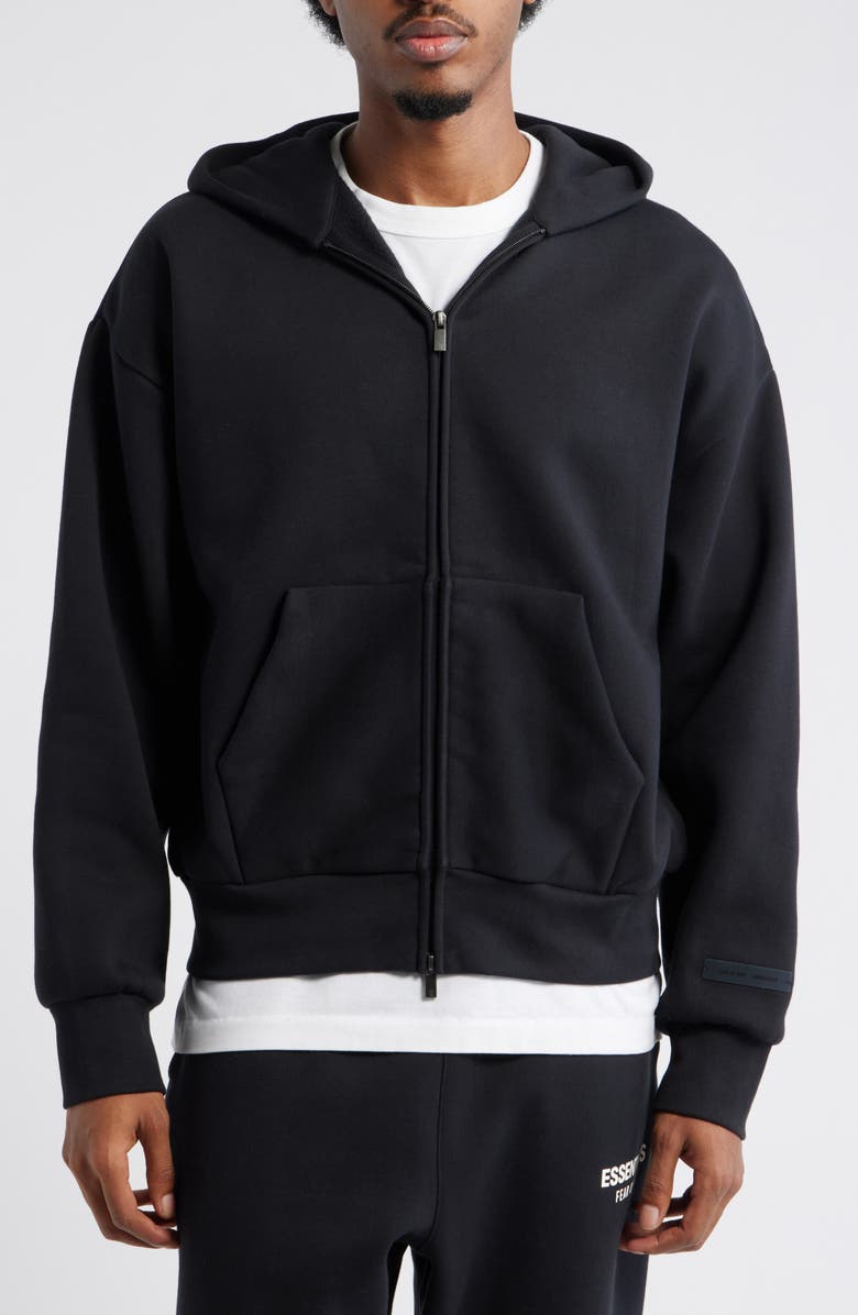Fear of God Essentials Classic Fleece Zip Hoodie, Alternate, color, Vintage Black