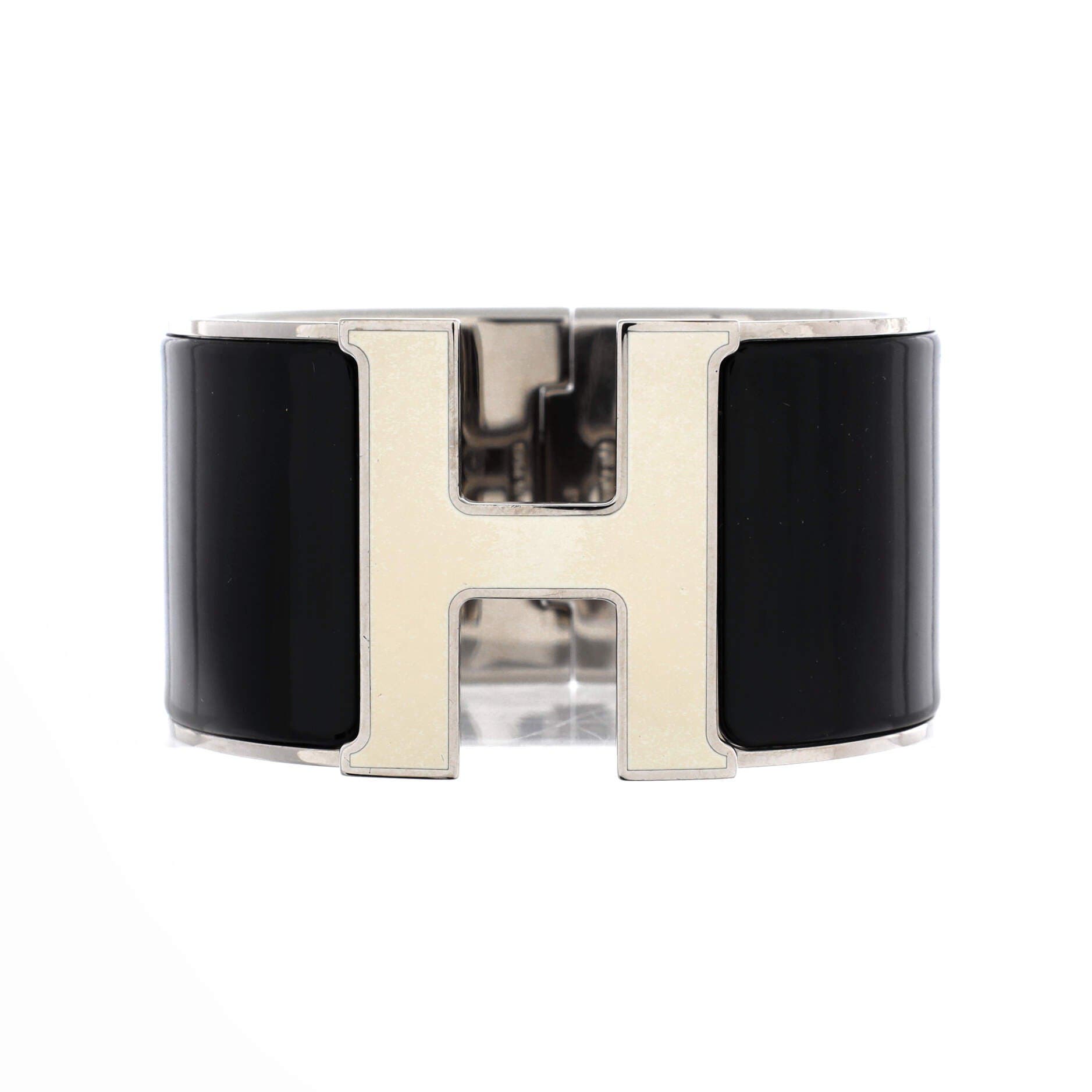 Clic H Bracelet Enamel Extra Wide, Main, color, Black