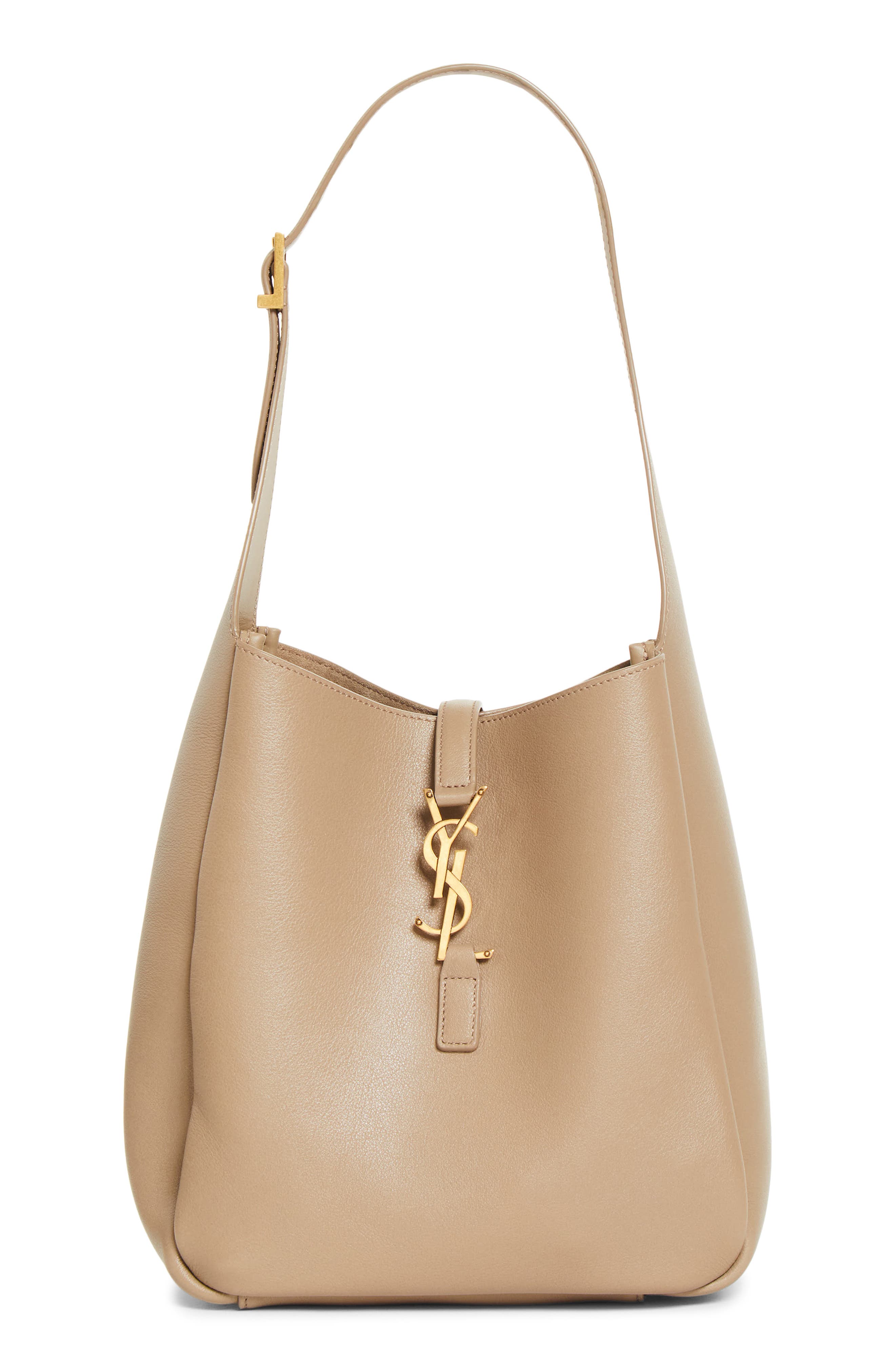 Saint Laurent Small Le 5 à 7 Leather Hobo Bag, Main, color, Light Cumin