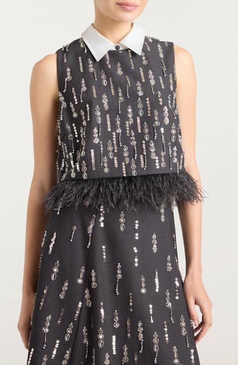 Selene Embellished Feather Top