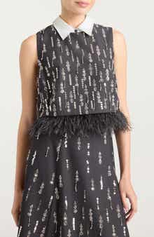 Cinq à Sept Selene Embellished Feather Top