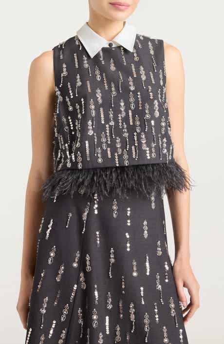 Cinq à Sept Selene Embellished Feather Top